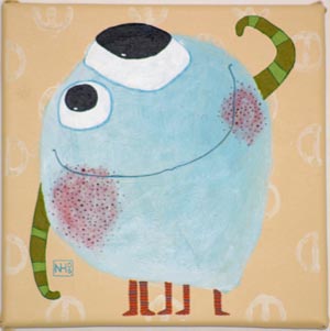 Kinderzimmermonster, Acryl auf Leinwand (22 x 22 cm)